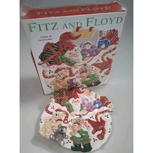Fitz and Floyd Holiday Elf & Toys Canape Plate in Original Box Dolls Bears Gifts
